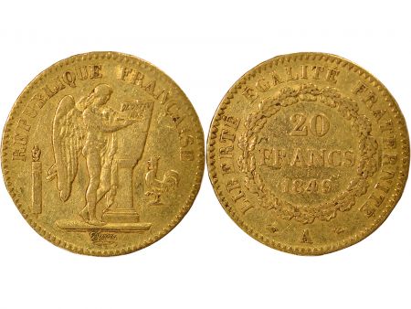 France Génie - 20 Francs Or,  IIe République - 1849 A Paris