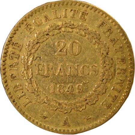 France Génie - 20 Francs Or,  IIe République - 1849 A Paris