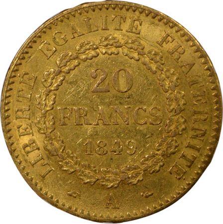 France Génie - 20 Francs Or, IIe République - 1849 A Paris