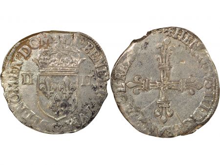 France Henri III - 1/4 Ecu Argent - 1586 / 1588 C Saint Lô