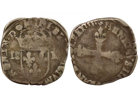 France Henri III - 1/4 Ecu Argent, Croix de Face - 1585 Angers