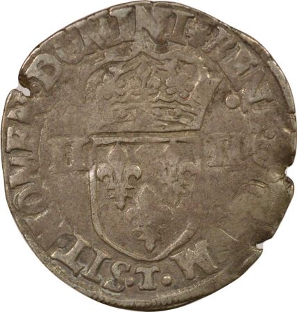 France Henri III - 1/4 Ecu Argent, Croix de Face - 1589 T Nantes