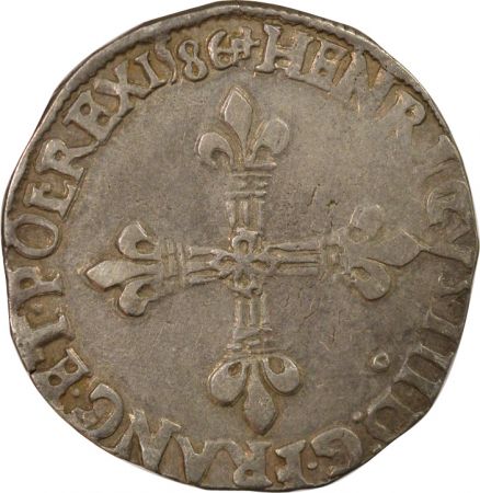 France Henri III - 1/4 Ecu Argent 1586 9 Rennes