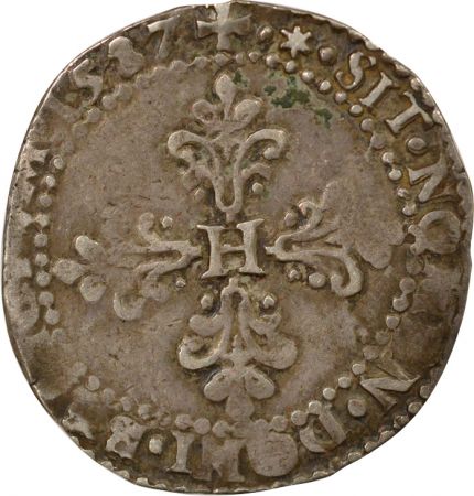 France Henri III - 12 Franc Argent, Au Col plat - 1587 I Limoges