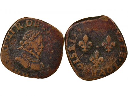 France Henri III - Double Tournois, Type 3 - 1587 / 1589 H La Rochelle