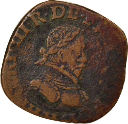 France Henri III - Double Tournois, Type 3 - 1587 / 1589 H La Rochelle