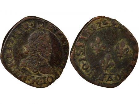 France Henri III - Double Tournois, Type 3 - 1587 H La Rochelle