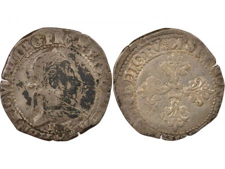 France Henri III - Franc Argent, au Col plat - 1582 K Bordeaux