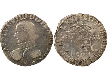 France Henri III - Teston Argent, au nom de Charles IX - 1575 9 Rennes