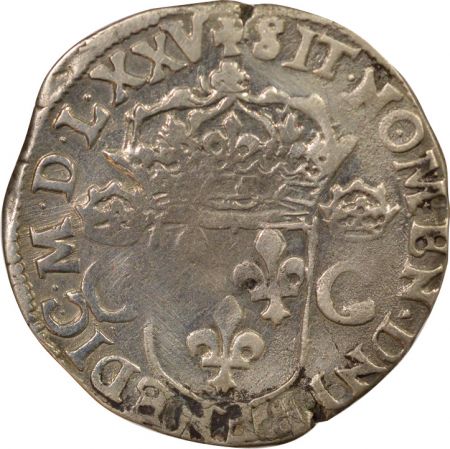 France Henri III - Teston Argent, au nom de Charles IX - 1575 9 Rennes