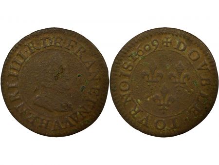 France Henri IV - Double Tournois, Type 2, en Français - 1609 A Paris