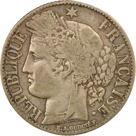 France IIIe République - 1 Franc Cérès Argent - 1871 K Bordeaux