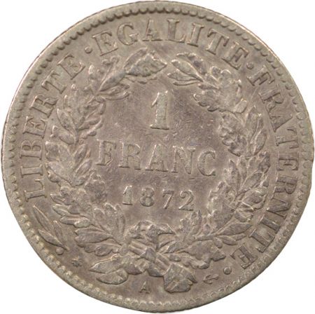 France IIIe République - 1 Franc Cérès Argent - 1872 A Paris