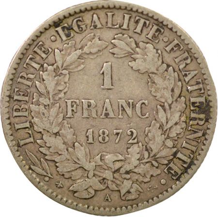 France IIIe République - 1 Franc Cérès Argent - 1872 A Paris