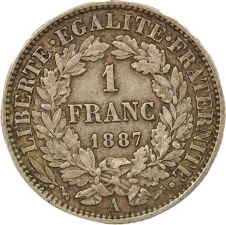 France IIIe République - 1 Franc Cérès Argent - 1887 A Paris