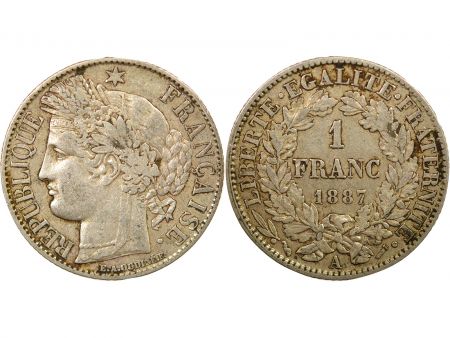 France IIIe République - 1 Franc Cérès Argent - 1887 A Paris