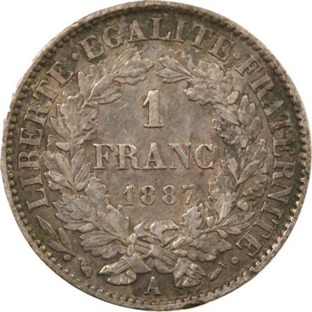 France IIIe République - 1 Franc Cérès Argent - 1887 A Paris