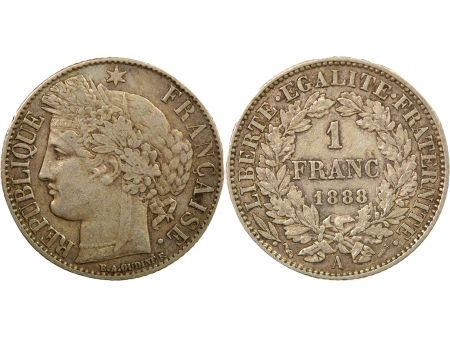 France IIIe République - 1 Franc Cérès Argent - 1888 A Paris