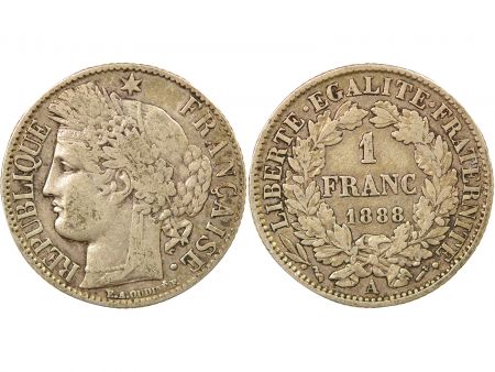 France IIIe République - 1 Franc Cérès Argent - 1888 A Paris