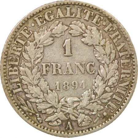 France IIIe République - 1 Franc Cérès Argent - 1894 A Paris