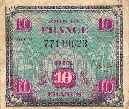 France IMPRESSION AMERICAINE - 10 FRANCS DRAPEAU Type 1944 - TB