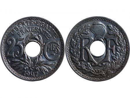 France Lindauer - 25 Centimes 1917 Souligné