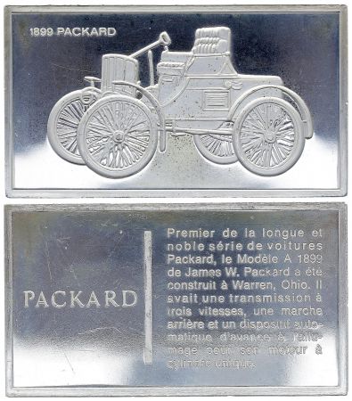 France Lingotin 2 Onces - Médaillier Franklin - Packard (1899) - Argent