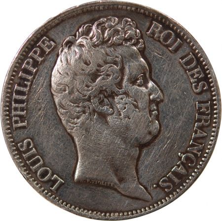 France LOUIS-PHILIPPE - 5 FRANCS ARGENT, TRANCHE EN CREUX, SANS I - 1830, A PARIS