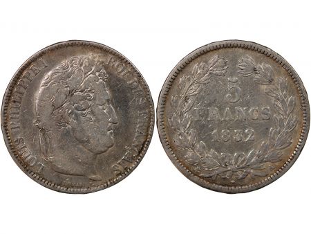 France LOUIS PHILIPPE - 5 FRANCS ARGENT 1832 A PARIS \ Type Domard, 2e Retouche\ 