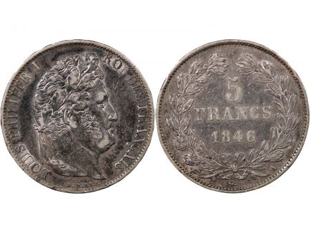 France LOUIS PHILIPPE - 5 FRANCS ARGENT 1846 A PARIS