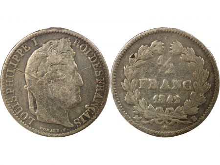 France Louis Philippe I - 1/2 Franc Argent - 1842 B Rouen