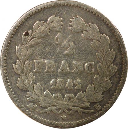 France Louis Philippe I - 1/2 Franc Argent - 1842 B Rouen