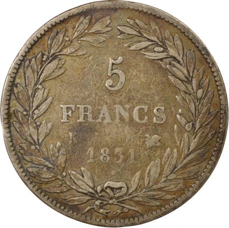 France Louis Philippe I - 5 Francs Argent, Tr. en creux - 1831 K Bordeaux