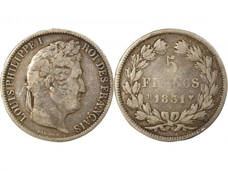 France Louis Philippe I - 5 Francs Argent, Tr. en relief - 1831 H La Rochelle