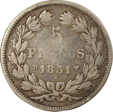 France Louis Philippe I - 5 Francs Argent, Tr. en relief - 1831 H La Rochelle