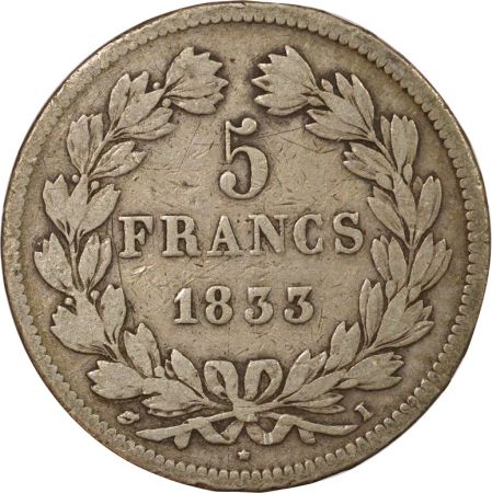 France Louis Philippe I - 5 Francs Argent, Tr. en relief - 1833 I Limoges