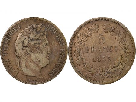 France Louis Philippe I - 5 Francs Argent, Tr. en relief - 1835 MA Marseille