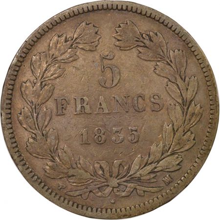 France Louis Philippe I - 5 Francs Argent, Tr. en relief - 1835 MA Marseille