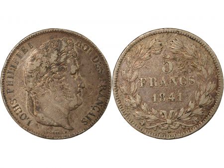 France Louis Philippe I - 5 Francs Argent, Tr. en relief - 1841 K Bordeaux