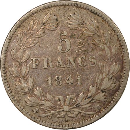 France Louis Philippe I - 5 Francs Argent, Tr. en relief - 1841 K Bordeaux