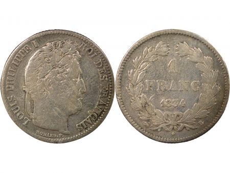 France Louis Philippe I - Franc Argent - 1834 B Rouen