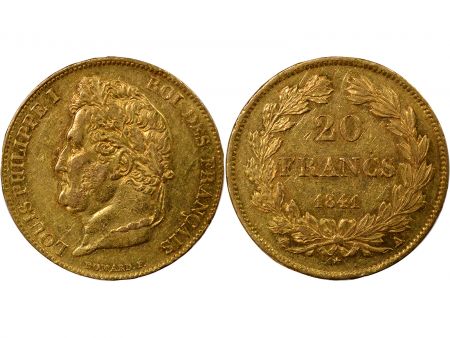 France Louis Philippe Ier - 20 Francs Or, tête laurée - 1841 A Paris