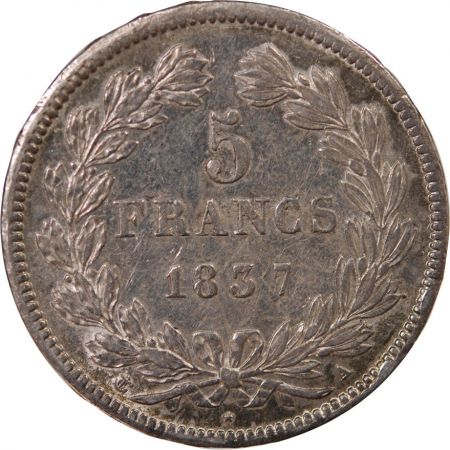 France Louis Philippe Ier - 5 Francs Argent 1837 A Paris \ Type Domard, Tr Relief\ 