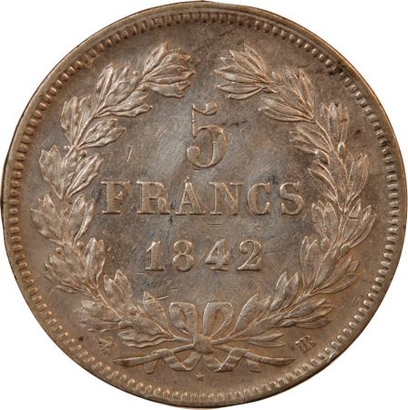 France Louis Philippe Ier - 5 Francs Argent 1842 BB Strasbourg \ Type Domard, Tr Relief\ 