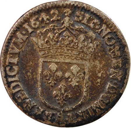 France LOUIS XIII - 1/12 ECU ARGENT 1642 A PARIS \'Variété Rose\ 