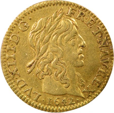 France Louis XIII - 1/2 Louis d\'Or, à la Mèche Longue - 1642 A Paris