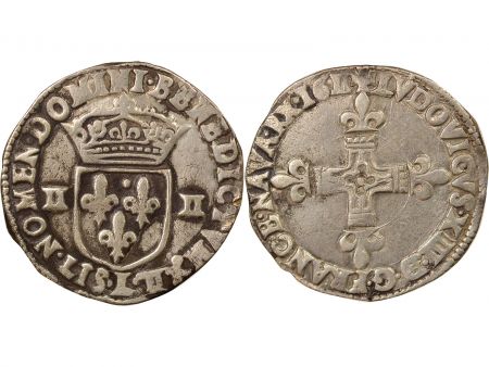 France Louis XIII - 1/4 Ecu Argent, à la Croix fleurdelisée - 1611 L Bayonne