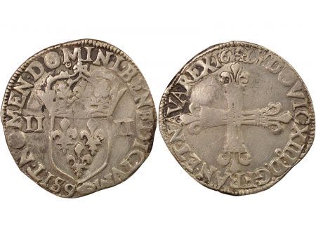 France Louis XIII - 1/4 Ecu Argent, à la Croix fleurdelisée - 1614 9 Rennes