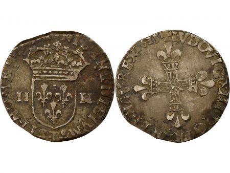 France Louis XIII - 1/4 Ecu Argent, à la Croix fleurdelisée - 1615 T Nantes