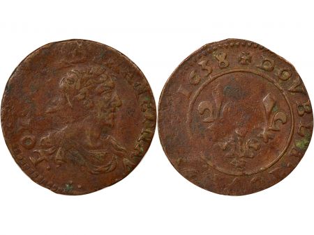 France Louis XIII - Double Tournois - 1638 Vallée-du-Rhône